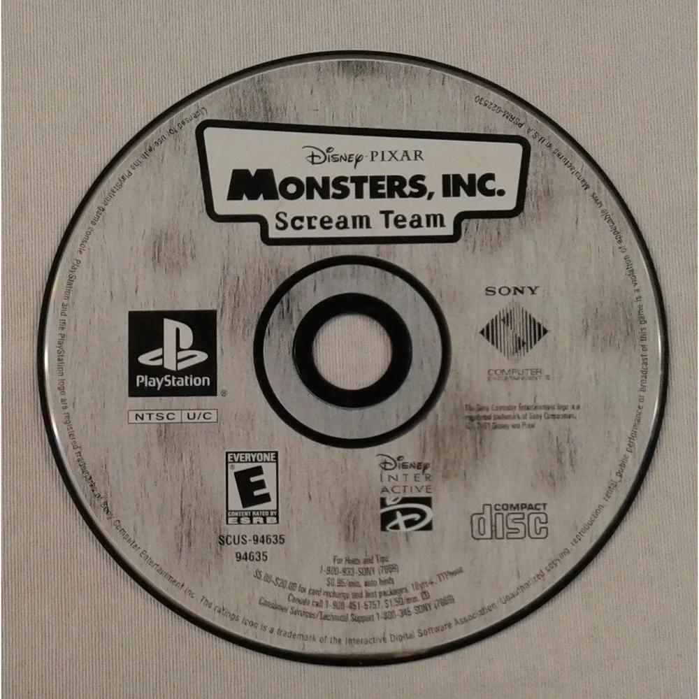 Monsters, Inc. Scream Team - Sony Playstation 1 (PS1) Video Game - Disc Only
